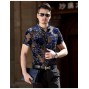 Silk Transparent Floral Shirt Short Sleeve See Through Shirt Sexy Lace Shirt
