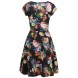 Women's  V-Neck Cap Sleeve Floral Casual Work Stretch Swing Dresses