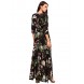 Women's Button up Split Floral Print Flowy Party Maxi Dress
