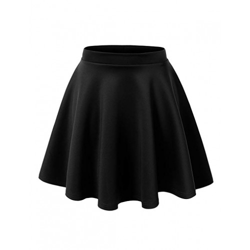 Womens Basic Versatile Stretchy Flared Skater Skirt